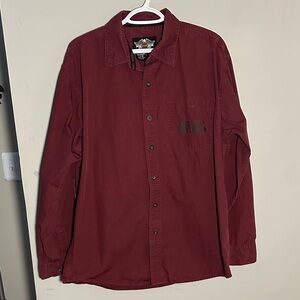 Harley Davidson Dark Red maroon with black Casual Button-Down Shirt